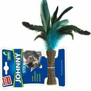 Hračka mačka GiGwi Johnny Stick Catnip s modrými peria