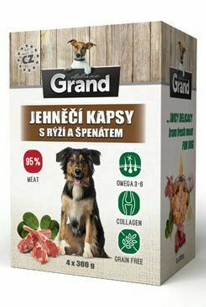 Grand GRAND kaps. deluxe pes jahňacie s ryžou a špenát. 4x300g