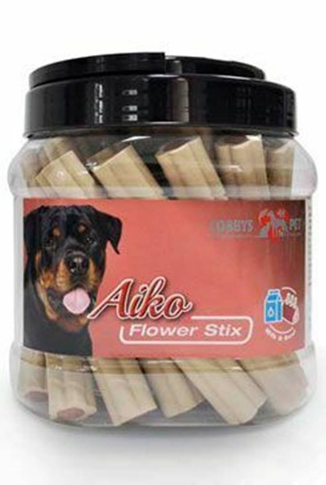 AIKO Pochúťka pre psov Flower Stix 12cm mlieko+hovädzie mäso 30 ks