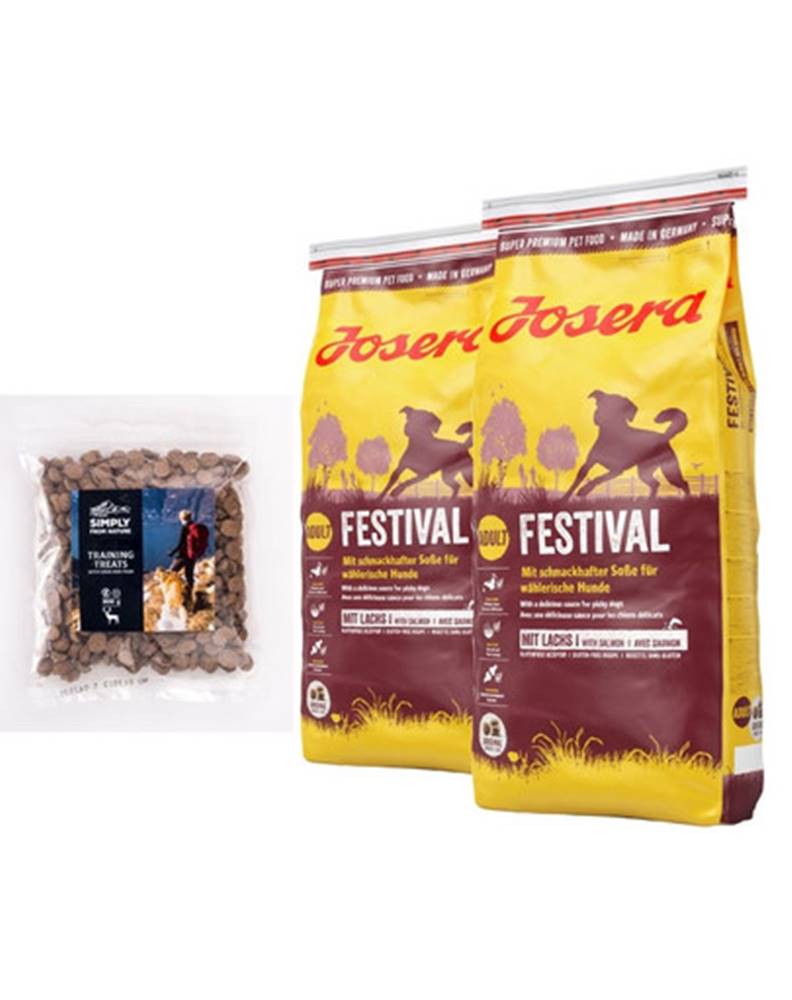 fera JOSERA Dog Festival Krmivo pre náročných psov 30 kg (2 x 15 kg) + SIMPLY FROM NATURE Tréningové maškrty s jelením mäsom a hruškou 300 g
