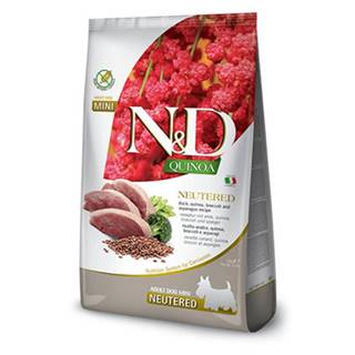 N&D Quinoa Dog Neutere Adult Mini duck Granule pre kastrované psy kačica, brokolica a špargľa 7 kg