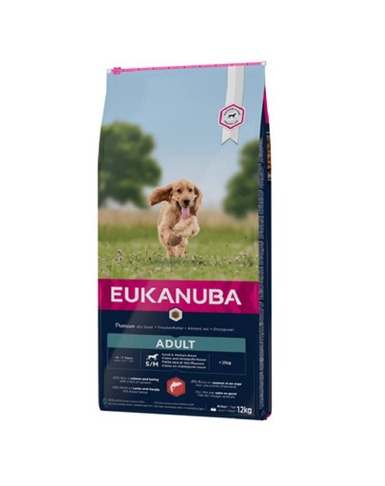 fera EUKANUBA Dog Dry Base Adult Small & Medium Breeds Granule pre psov Losos & Jačmeň 12 kg