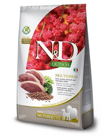 N&D Quinoa Dog Neutred Adult Medium & Maxi Granule pre psy po kastrácii kačica, brokolica a špargľa 2,5 kg