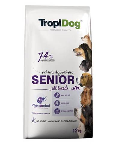 TROPIDOG Premium Senior Granule pre starších psov Morčacie mäso a ryža 12 kg