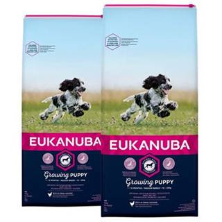 EUKANUBA Growing Puppy Granule pre psov bohaté na čerstvé kura 30 kg (2 x 15 kg)