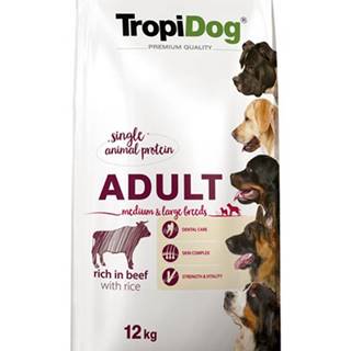 TROPIDOG Premium Adult M&L Granule pre psov stredných a veľkých plemien Hovädzie mäso a ryža 12 kg