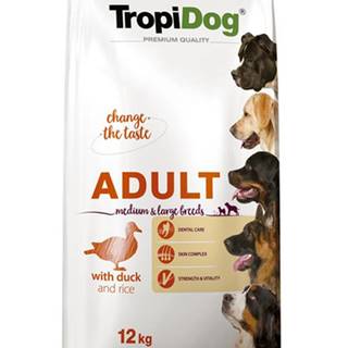 TROPIDOG Premium Adult M&L Granule pre psy stredných a veľkých plemien Kačacie mäso s ryžou 12 kg