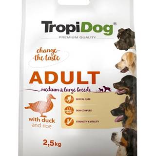 TROPIDOG Premium Adult M&L Granule pre psy stredných a veľkých plemien Kačacie mäso s ryžou 2,5 kg