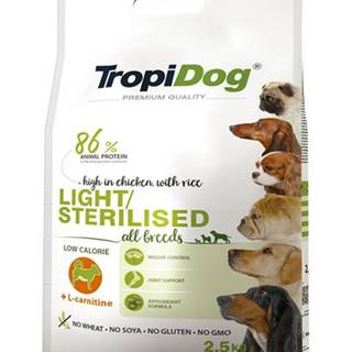 TROPIDOG Premium Light-Sterilized Granule pre psov s nadváhou Kuracie mäso a ryža 2,5 kg