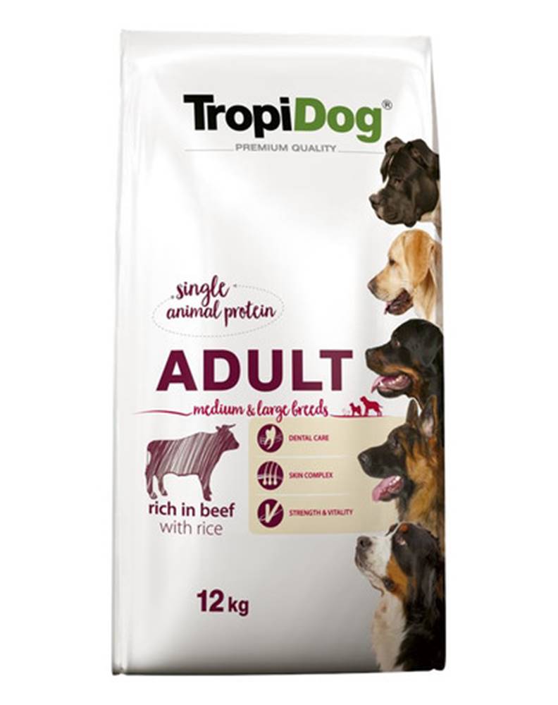 fera TROPIDOG Premium Adult M&L Granule pre psov stredných a veľkých plemien Hovädzie mäso a ryža 12 kg