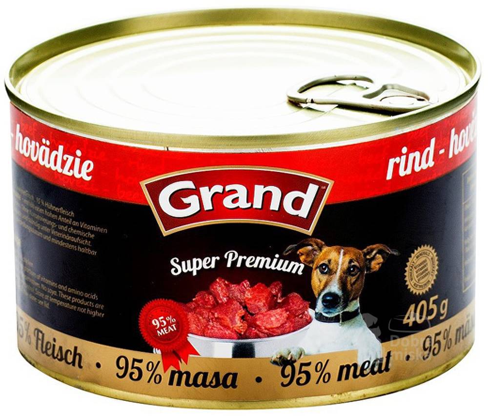 Grand GRAND Cons.  Superprémiové hovädzie mäso pre psov 405g