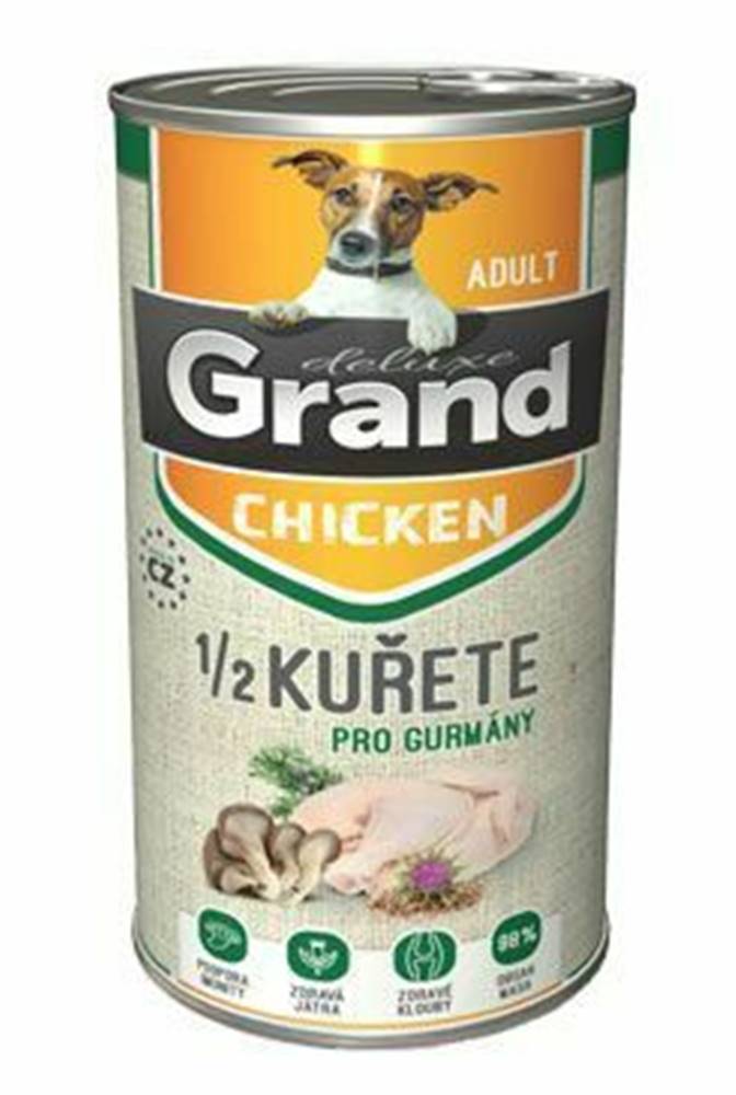 Grand GRAND cons. deluxe kuracie mäso pre psov s 1/2 kuracieho mäsa pre dospelých 1300g
