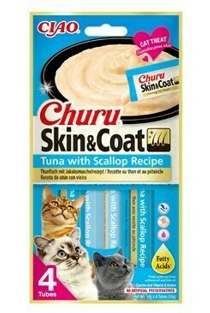 Churu Churu Cat Skin&Coat Tuna with Scallop Recipe 4x14g