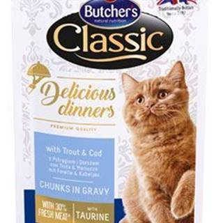 Butcher 's Cat Class.Delic.Dinn.pstruh + treska kapsa100g