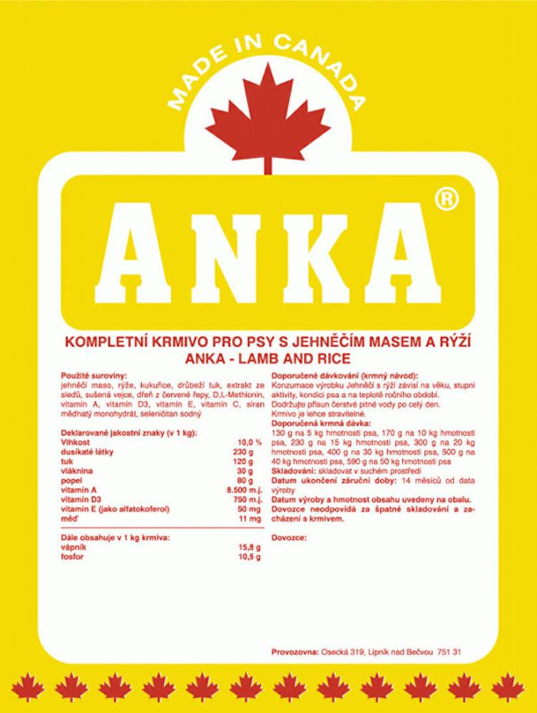 Anka Anka jahňacie mäso a ryža 18kg